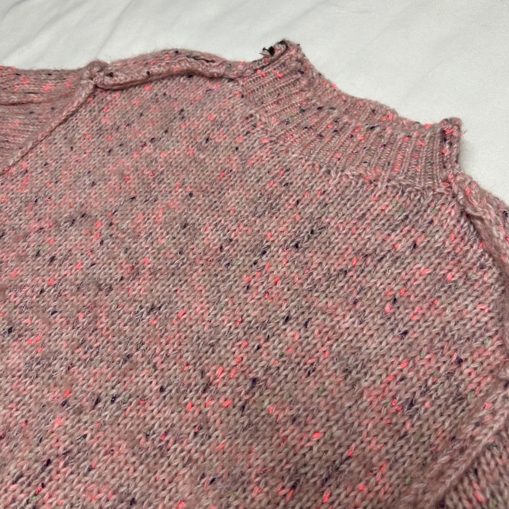 Kimchi Blue Pink Confetti Marl Knit Cropped Sweater Mock Neck Small